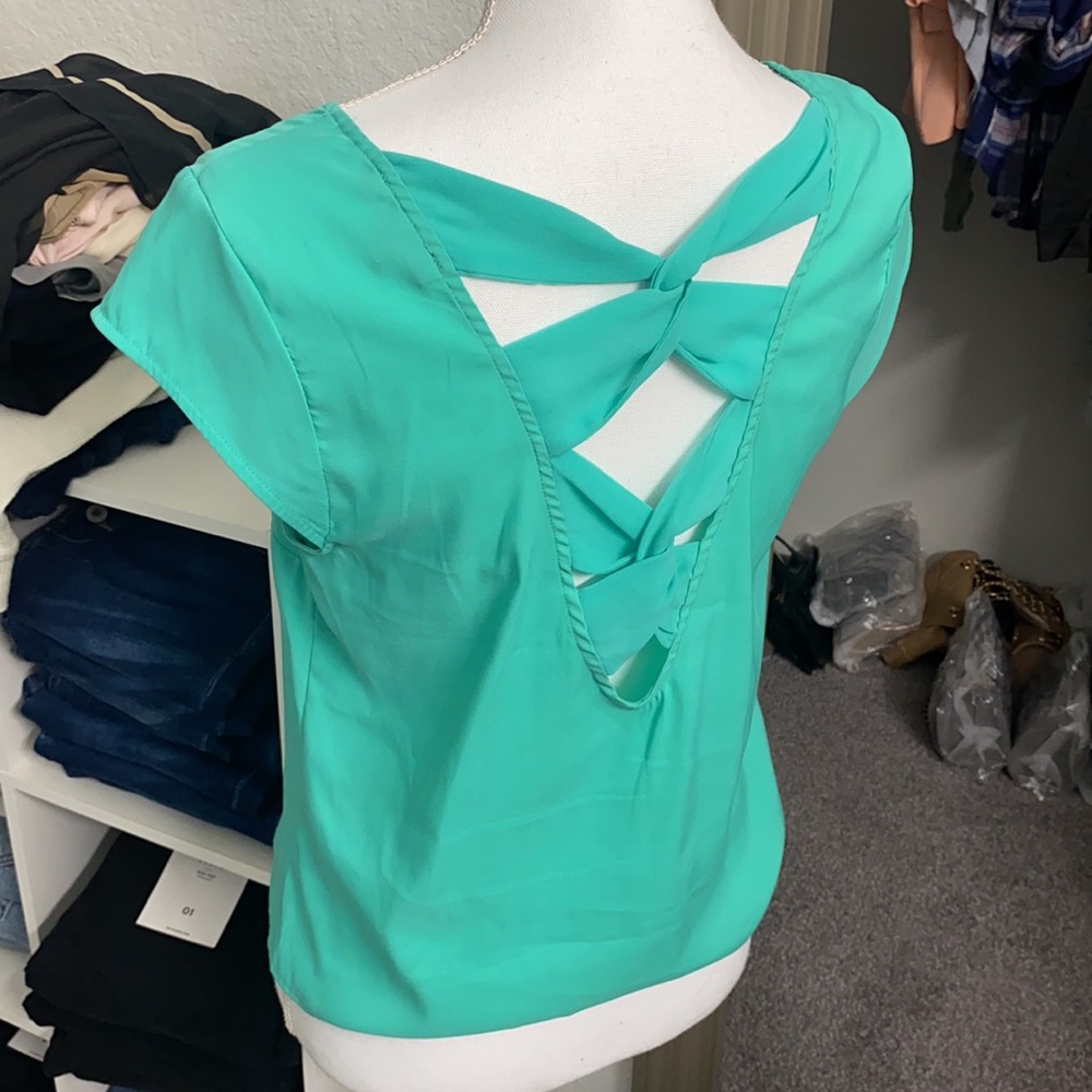 Express Mint Green Twist Back Blouse Size Small